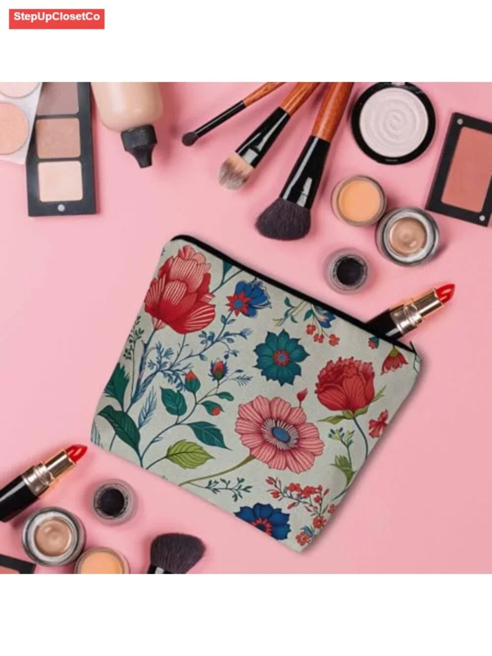 Flax Cosmetic Travel Bag Toiletry Organizer with Zipper, Makeup Bag for Women